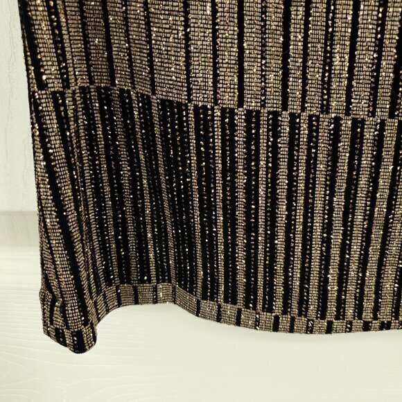 VTG 90s Xscape Shimmer Stretch Gold/Black Sleeveless Shell Top M - Picture 11 of 12